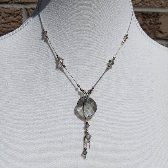 Sterling Silver Necklace With Drop Detail Smokey Gray - Picture 1 of 3